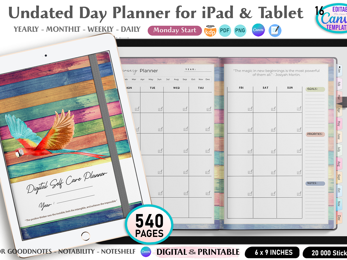 Digital day planner designs themes templates and downloadable graphic