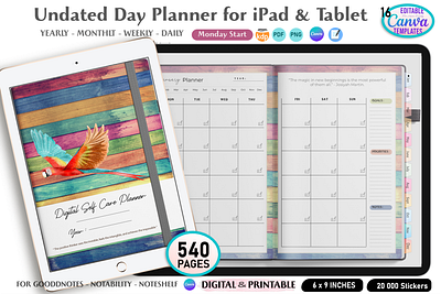 Undated Day Planner for iPad & Tablet with Canva Template daily daily planner day planner digital day planner digital planner goodnotes journal for women undated planner