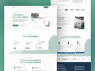ValueMatrix.ai Website design graphic design landing page minimal ui