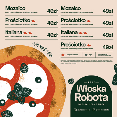 Włoska Robota Menu design illustration typography