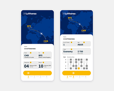 Lufthansa App UI Design app design branding design graphic graphicdesign ui user interface design