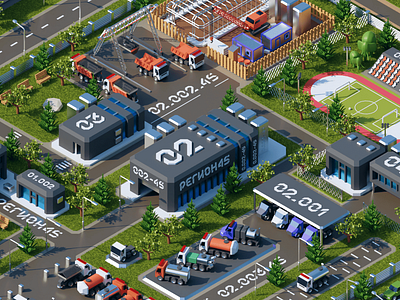 3D illustration for the interactive touch table 3d 3d illustration 3d isometric art asphalt branding car cars design equipment factory future game isometric isometric illustration plant silicon valley truck wehicle