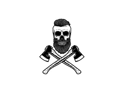 Lumberjack skull axe beearded skull design graphic design illustration lumberjack procreate skull vintage