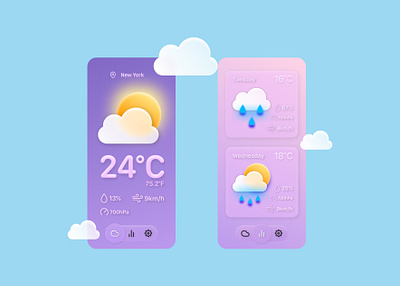 Weather App 3d app clouds iphone rounded ui weather