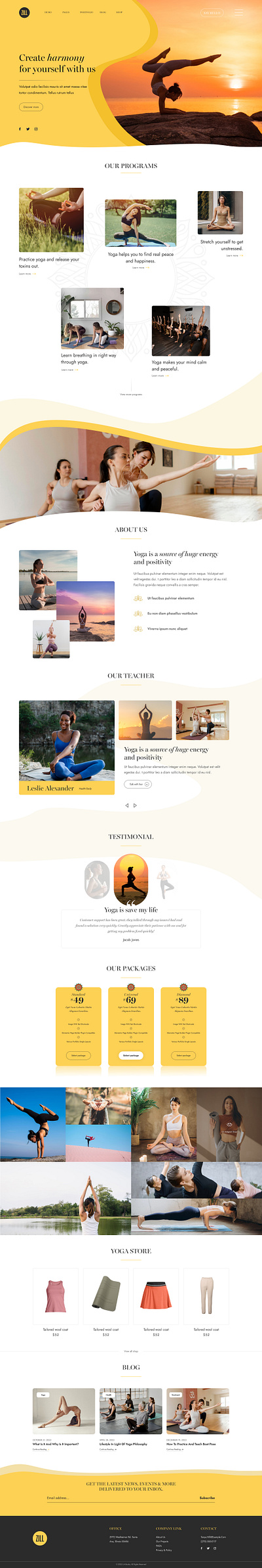 ZILL_Yoga, Fitness and Lifestyle Template figma fitness graphic design landingpage lifestyle spa ui ui design ui kits uiux website yoga