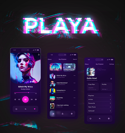 Cyberpunk music player app design graphic design music player ui