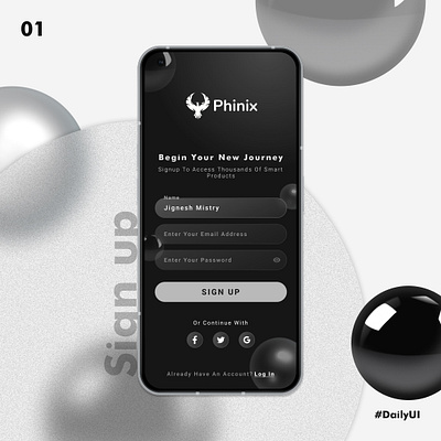 Signup screen 100dayuichallenge dailyui figma glassmorphishm graphic design signup ui