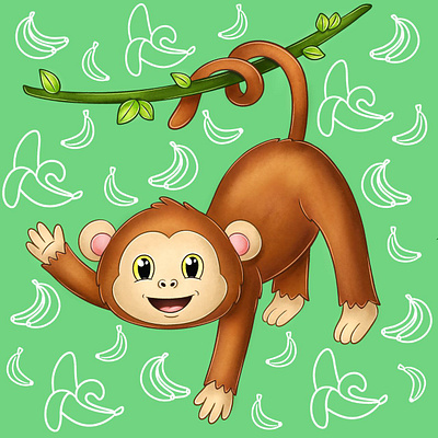 Monkey book card character children design game illustration illustrator monkey photoshop puzzle