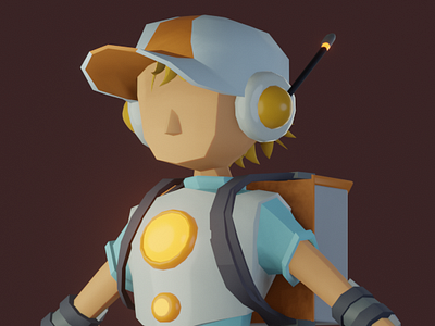 Solarpunk courier model 3d 3d design blender character conceptart courier design futuristic gamejam human lowpoly ludumdare model person solarpunk stylised