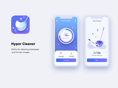 Cleaner App app app icon cat cleaner design illustration mobile app ui