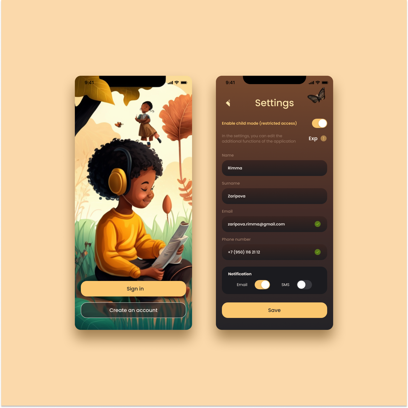 Children's App - Audio Book app appdesign audio children childrens design dribbblers illustration ios kids minimal mobile mobile app mobile ui orange settings ui ui design ui ux ux