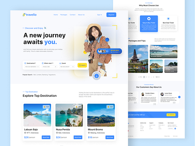 Travelio - Travel Agency Landing Page design designproject figma graphic design landing page logo productdesign travel landing page travel website ui ui design uiux userinterface ux ux design website