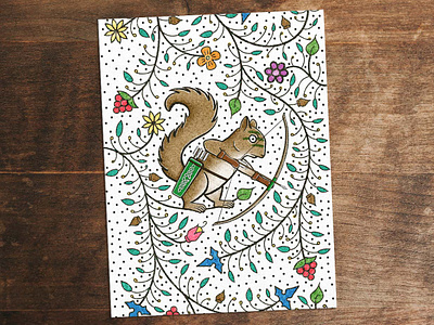 Marginalia Squirrel / Scoia'tael archer elven elves illuminated manuscript illustration manuscript marginialia medieval scoiatael squirrel the witcher witcher