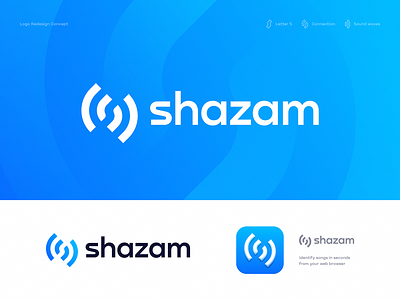 Shazam Logo Redesign Concept ai app ar branding connection gradient icon identity ios logo music pattern rebranding recognition redesign saas shazam sound tech waves