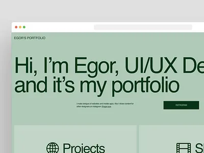 UI/UX Designer's portfolio website clean design green mockups monochrome portfolio projects saas swiss typography ui ux web website