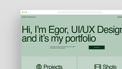 UI/UX Designer's portfolio website clean design green mockups monochrome portfolio projects saas swiss typography ui ux web website