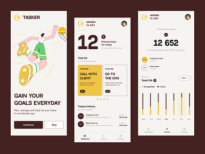 Daily Tasks App quick concept concept design goal illustration interface mobile promo tasks ui ux