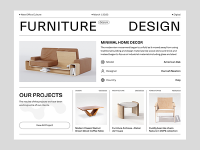 Furniture Design Website Concept 3d branding color design furniture graphic design illustration landing ui ux vector web