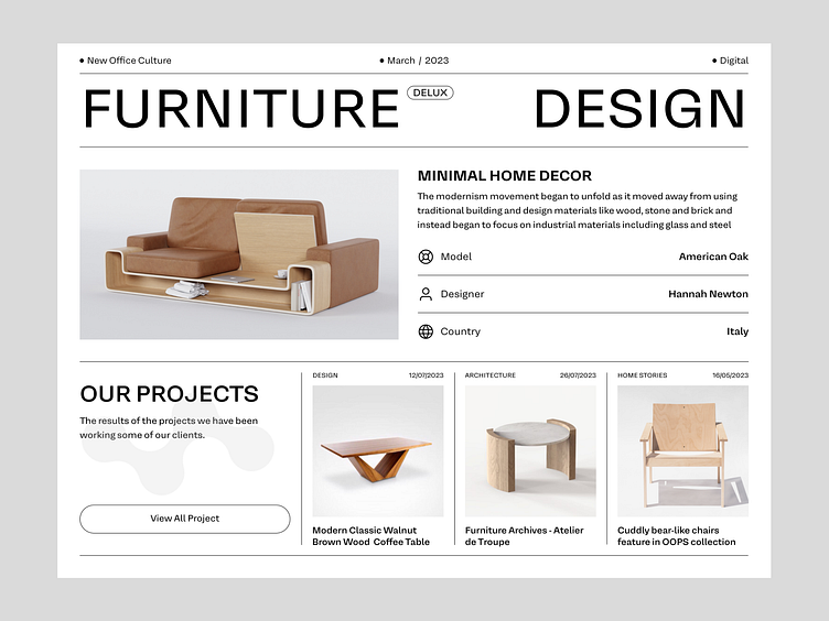Furniture Design site Concept by Chikhladze on Dribbble
