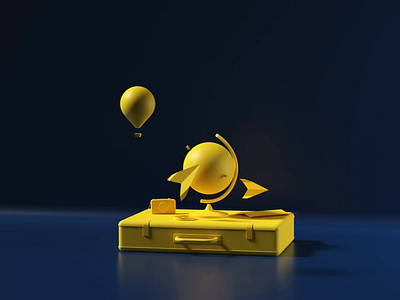 Travel - Color 3d agency animation blender brand brand agency brand identity branding c4d globe hot air balloon identity insurance logo logo design logo identity motion graphics paper plane suitcase travel