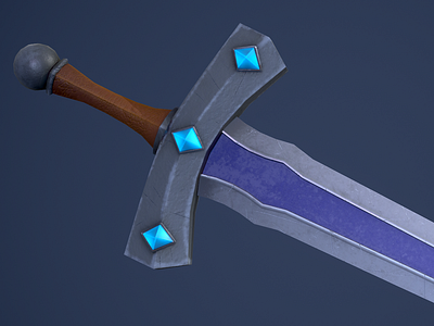 Rare sword 3d 3d design blender blue dagger design gem glave iron lowpoly model sapphire steel stylised substance painter sword weapon