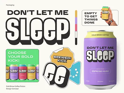 Don't Let Me Sleep Packaging Design ai artificial intelligence beverage branding can chatgpt coffee drink energy graphic design logo packaging