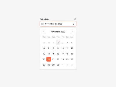 Date Picker / Calendar calendar date date picker day field figma form input month picker select ui uikit ux week wireframe