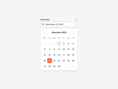 Date Picker / Calendar calendar date date picker day field figma form input month picker select ui uikit ux week wireframe