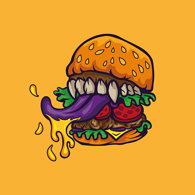 MONSTER BURGER burger design graphic design illustration mascot monster vector