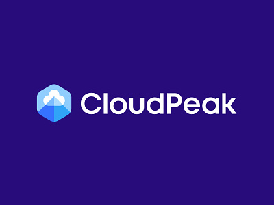 CloudPeak branding cloud geometric hexagon hosting ice identity logo mountain peak sky summit symbol tech technology