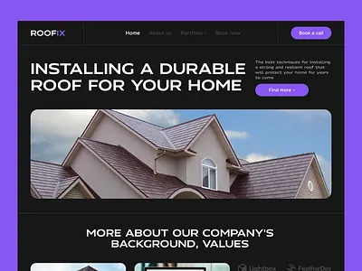 Real estate services bold type brutalism brutalizm dark theme dark ui dark web real estate roof roof service roofer roofer logo web design website