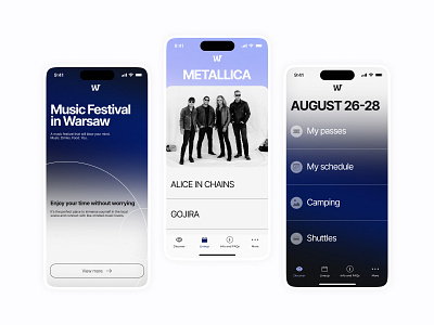Music Festival in Warsaw app application band design gradient metallica mobile music ui ux warsaw