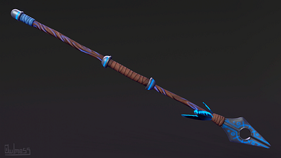 Stylised spear model 3d 3d design blender design feather glow hard surface lance leather lowpoly magic magical model personal project spear stylised substance painter weapon wood