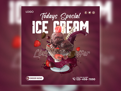 Ice-Cream Social Media / Instagram Post Design agrafixer chocolate cool delicious graphic design ice icecream instagram post social media post special todays