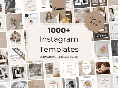 ULTIMATE 1000+ Minimal Boho Instagram Canva Templates branding canva canva templates creator templates customizable canva customizable templates design digital download graphic design illustration instagram templates minimal templates small business templates social media social media templates