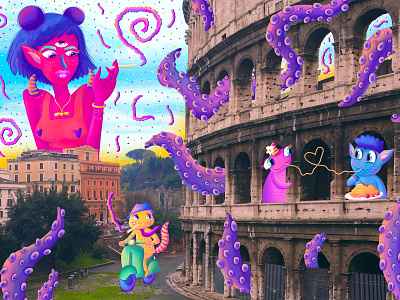 Magical Rome 2d adobe photoshop branding character design children illustration design illustration nft packaging design procreate