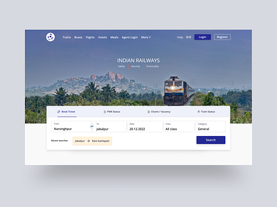 IRCTC Website Redesign (Train Ticket Booking Website Sections) adobexd behance cleandesign figma indianrailways irctc landingpage minimalist navyblue redesign tickrtbooking train trainticket ui uidesign uiux userinterface ux uxdesign website