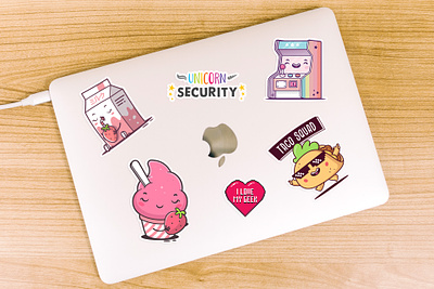 Stickers and Magnets 2022 arcade machine cartoon cookie funny grim reaper illustration illustrations kawaii magnets peanut butter stickers strawberry ice cream strawberry milk taco vector