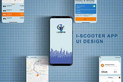 i-Scooter App UI adobe app app design branding design figma graphic design icon illustration logo mobile app photoshop typography ui uiux ux vector