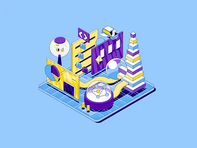 Sabio ai app city data design illustration isometric landing page patswerk space tech technology ui vector