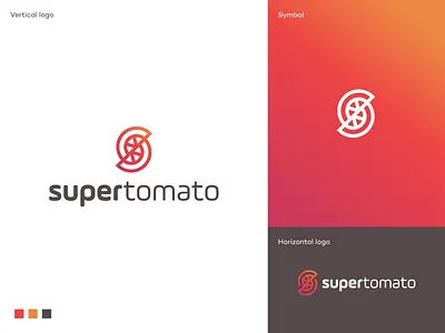 SuperTomato logo ai automation beverage branding food geometry gradient line logo logodesign logodesigner mark minimalism robot robotics super symbol tech tomato
