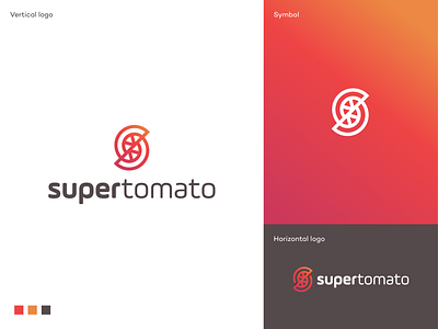 SuperTomato logo ai automation beverage branding food geometry gradient line logo logodesign logodesigner mark minimalism robot robotics super symbol tech tomato