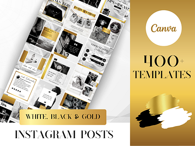 400+ Luxury Fashion Instagram Canva Templates - Gold White branding canva canva templates creator templates customizable canva customizable templates design design canva illustration