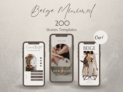 200 Beige Minimal Canva Instagram Stories Templates design canva instagram fashion instagram stories