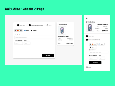 Daily UI #2 - Checkout Page with Credit Card challenge dailyui design ui uiux user interface design