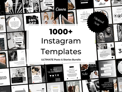 1000+ Instagram Templates - Minimal Noir Canva Templates design canva
