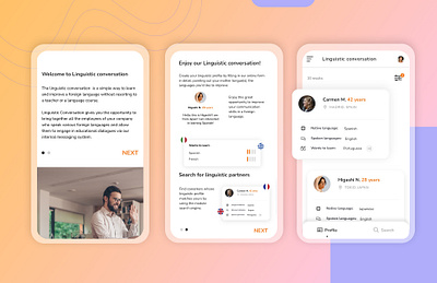APP Linguistic conversation android app conversation design graphic design interface languages linguistic profiles screens ui uiux user ux web