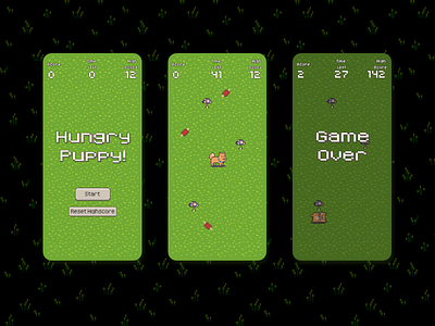 Game Design & UI for Hungry Puppy mobile game app art color cute design game game art game design game ui graphic design illustration inspiration interface mobile mobile game pixel puppy ui uiux ux