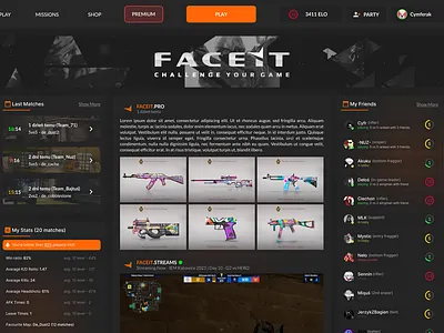 Faceit Redesign (idea) app design faceit graphic design ui ux web design