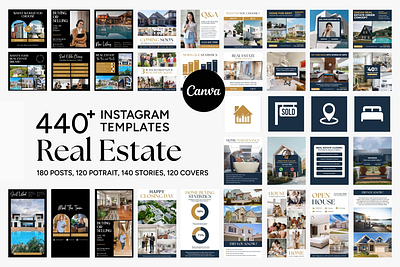 Real Estate Instagram Templates Posts and Stories branding bundle design bundle template canva design canva template content social media design bundle template design template digital product graphic design instagram content instagram highlight icon instagram post instagram story instagram template real estate real estate agent real estate company social media designer social media template